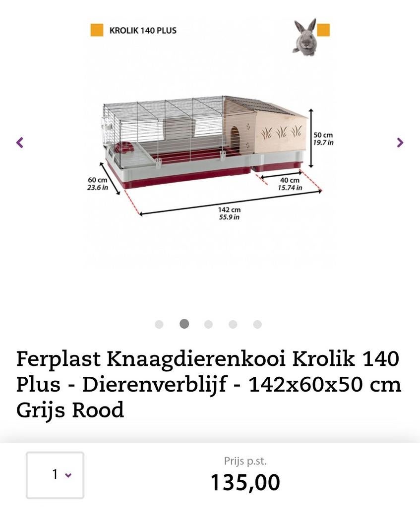Ferplast Krolik 140 knaagdierkooi, Dieren en Toebehoren, Ophalen