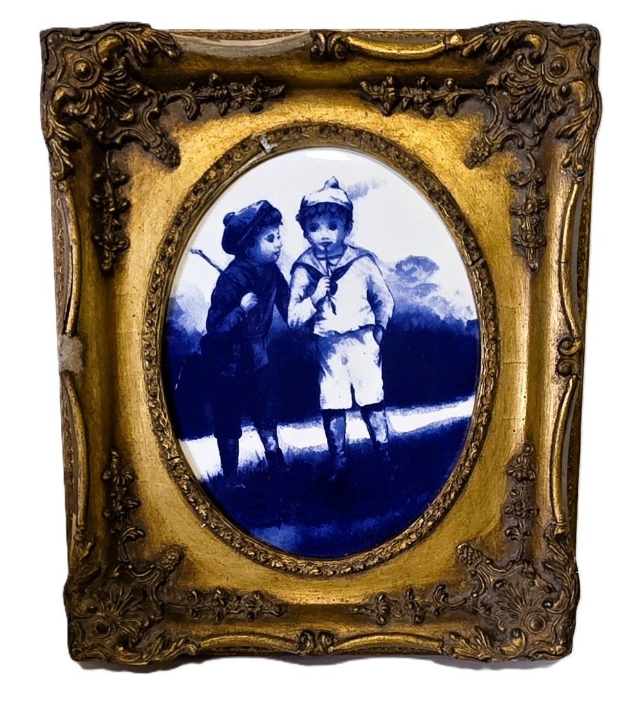 Cadre avec plaque en porcelaine., Enlèvement ou Envoi