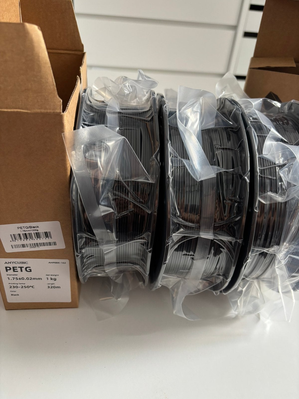 Lot de 3 bobines Noir PETG 1Kg Anycubic sous vide, Enlèvement ou Envoi, Neuf