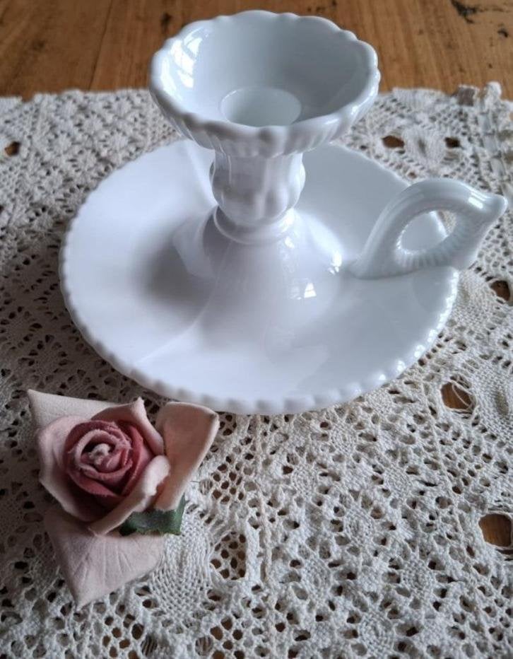 Grote vintage wit opaline blaker met bijzondere onderkant, Enlèvement ou Envoi