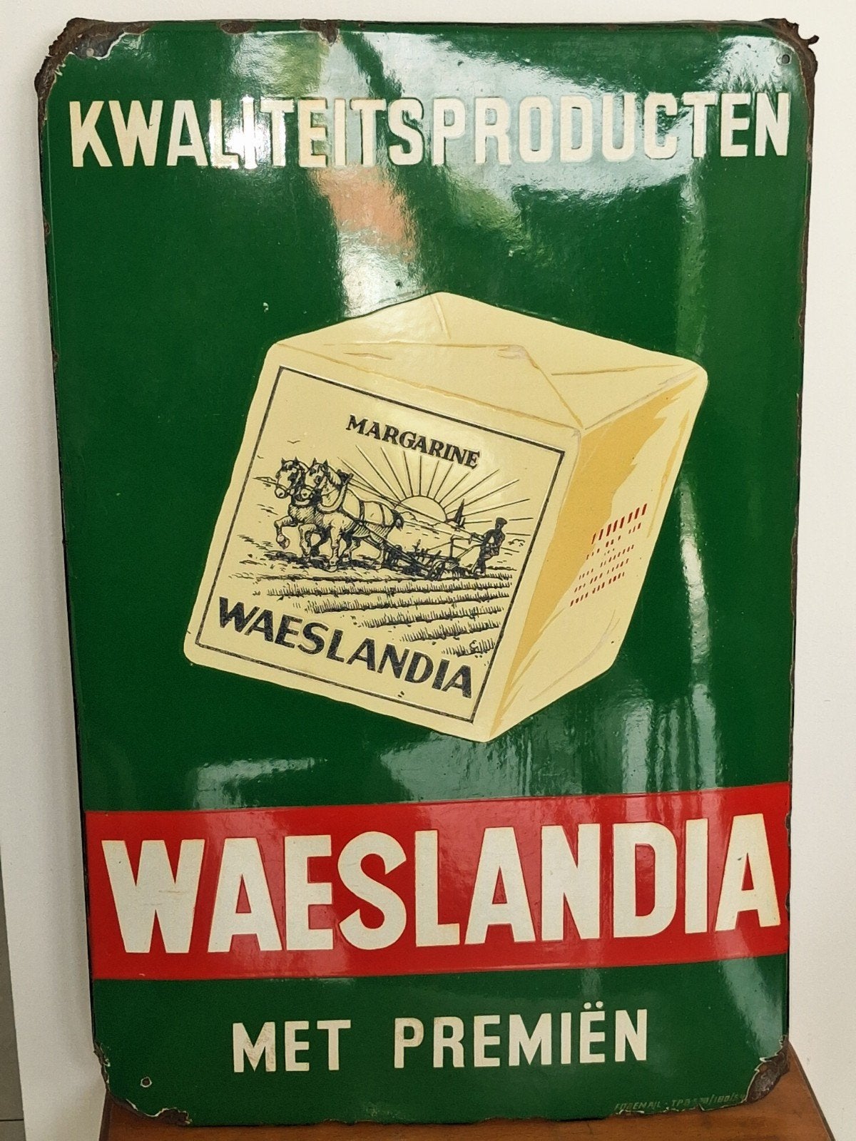Panneau publicitaire vintage à margarine Westlandia 1954, Collections, Enlèvement ou Envoi, Panneau publicitaire