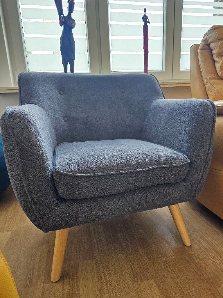 Fauteuil scandinave gris – Très bon état, Moins de 75 cm, Fauteuil d'appoint style scandinave, Comme neuf, Enlèvement