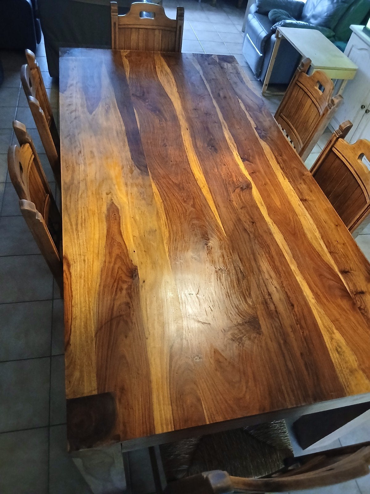 grote volhout tafel met 6 stoelen, Huis en Inrichting, Ophalen