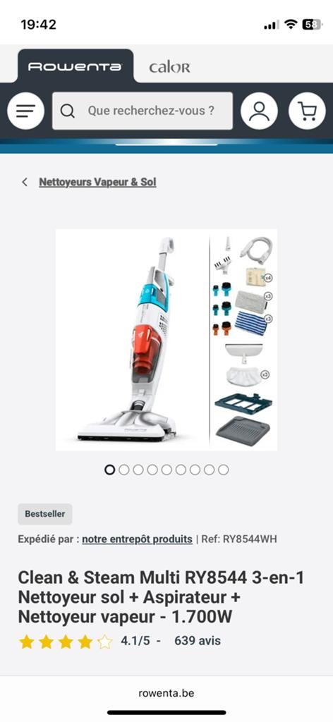 Rowenta RY8544 laveur vapeur aspirateur, Enlèvement