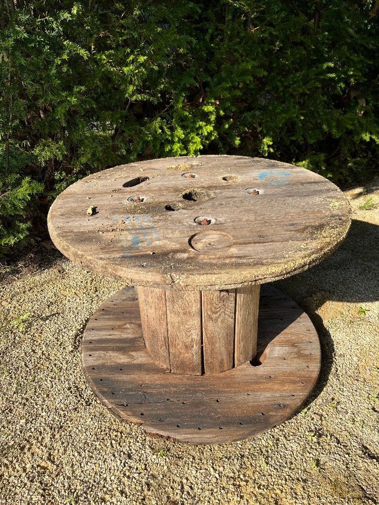Houten haspel / kabelhaspel, Ophalen, Gebruikt, Rond, Hout