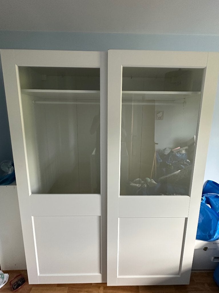Armoire IKEA PAX avec portes coulissantes vitrées, Huis en Inrichting, Kasten | Kleerkasten, Ophalen, Glas, 200 cm of meer, Zo goed als nieuw