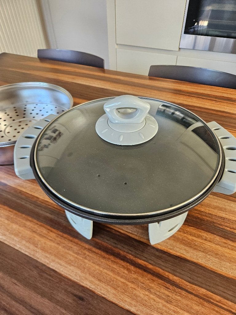 DOMO elektrische wokpan + stoommandje, Ophalen of Verzenden, Zo goed als nieuw, Antiaanbaklaag, Overige merken