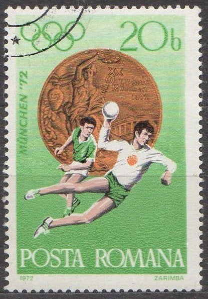 Roemenië -O.S. Munchen 1972 - handbal, Timbres & Monnaies, Timbres | Europe | Autre, Enlèvement ou Envoi, Affranchi