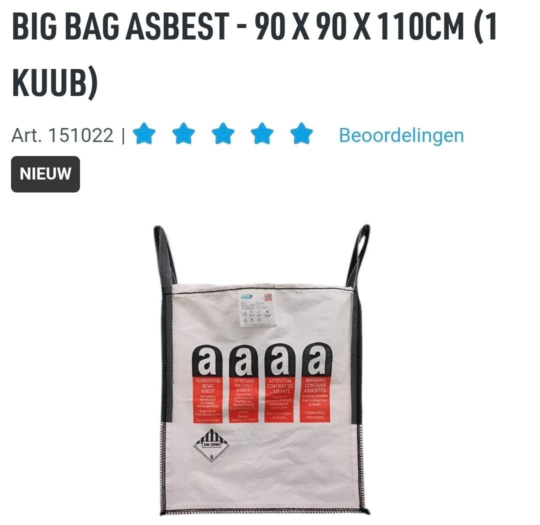 ilva asbest zak bigbag 1 kuub, Ophalen