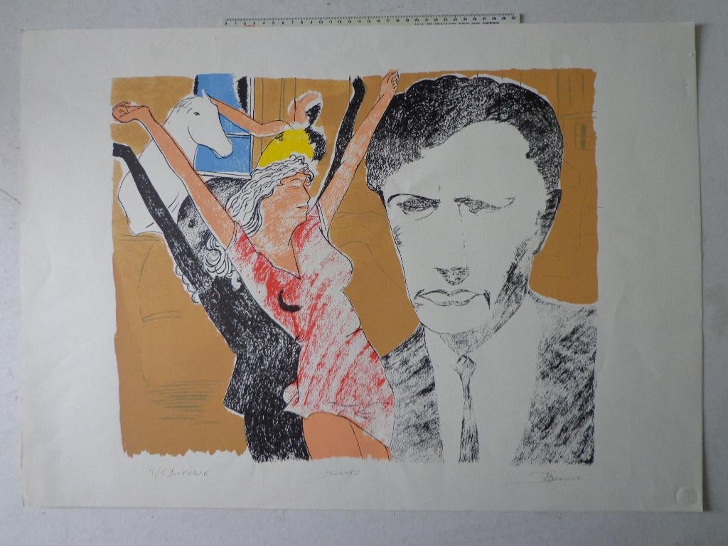 Kleurrijke zeefdruk G. De Weer "Sterkte" kleine oplage, Antiek en Kunst, Ophalen of Verzenden