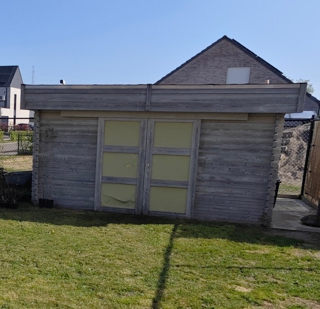 Tuinhuis 4m breed  x 3m diep x 2,3m hoog, 250 à 300 cm, 2 fenêtres, Utilisé, Abri de jardin