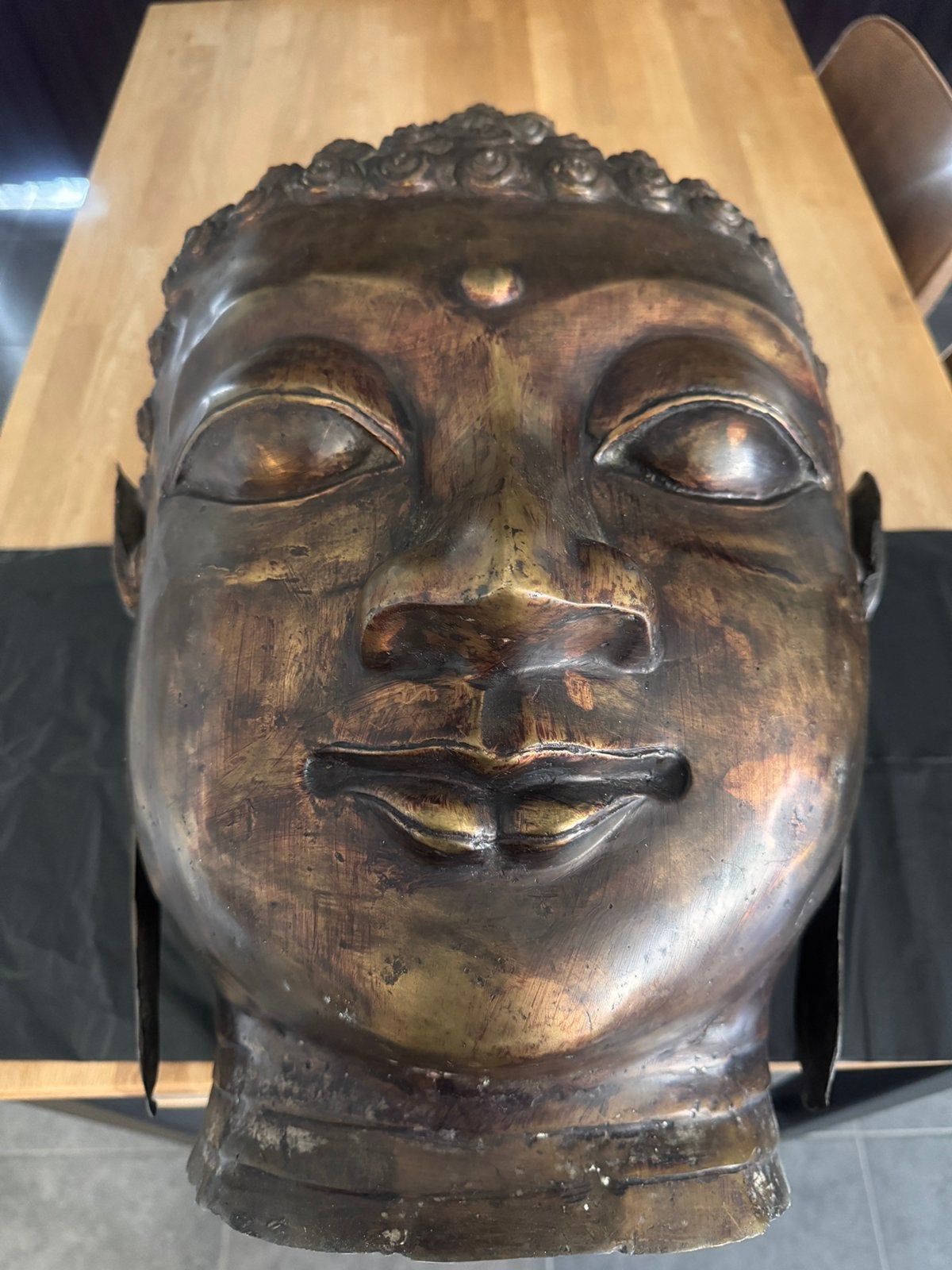 Bronzen buddha hoofd, Antiquités & Art, Enlèvement, Bronze