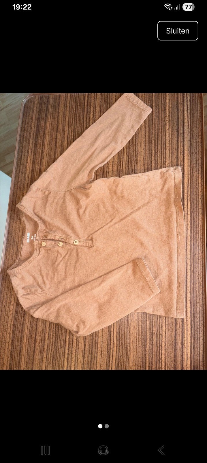 bruin shirt voor jongens maatje 86., Kinderen en Baby's, Kiabi, Ophalen of Verzenden, Zo goed als nieuw, Jongetje