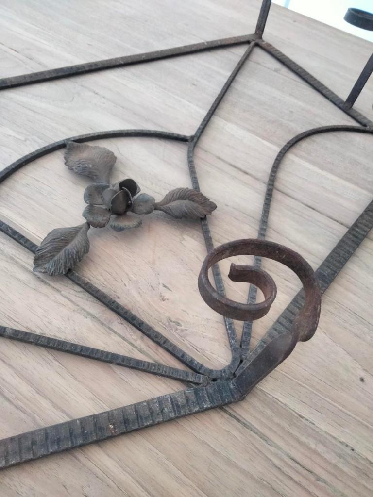 1920s Art Deco wrought iron metaal kapstok brocante, Wandkapstok, Gebruikt, Ophalen of Verzenden, Minder dan 100 cm