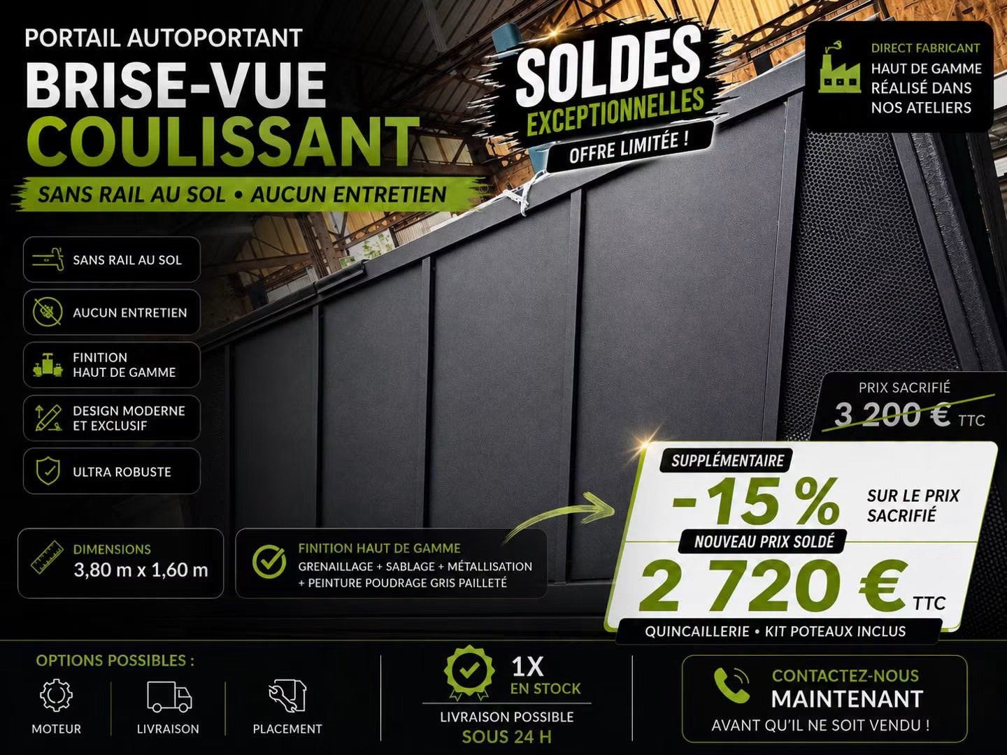 BRISE VUE COULISSANT, Jardin & Terrasse, Enlèvement, Comme neuf