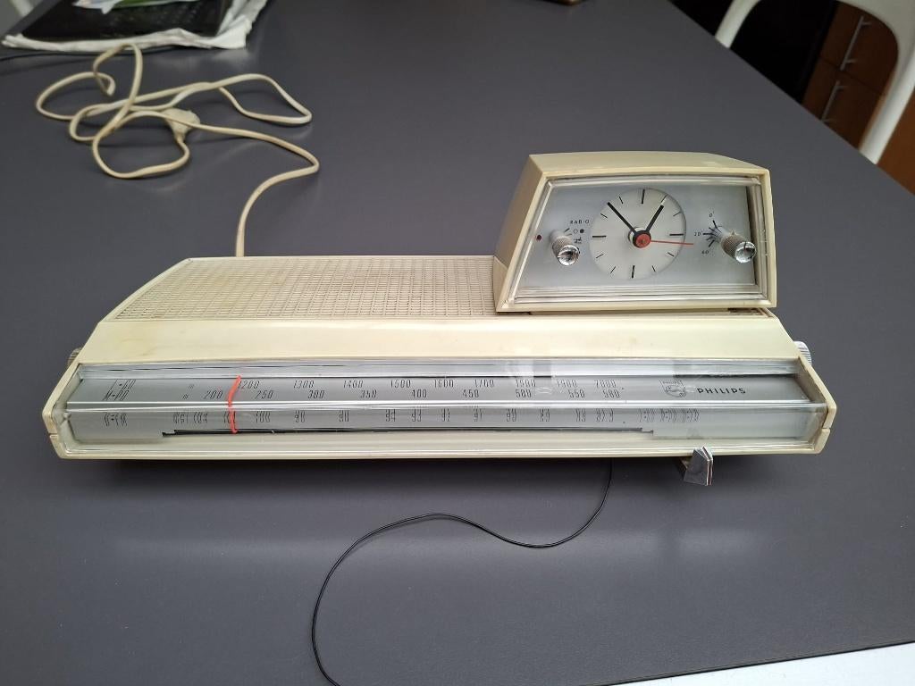 Vintage Philips 22 RS 274 Clock Radio,1967, getest werkend, Antiek en Kunst, Antiek | Tv's en Audio, Ophalen of Verzenden