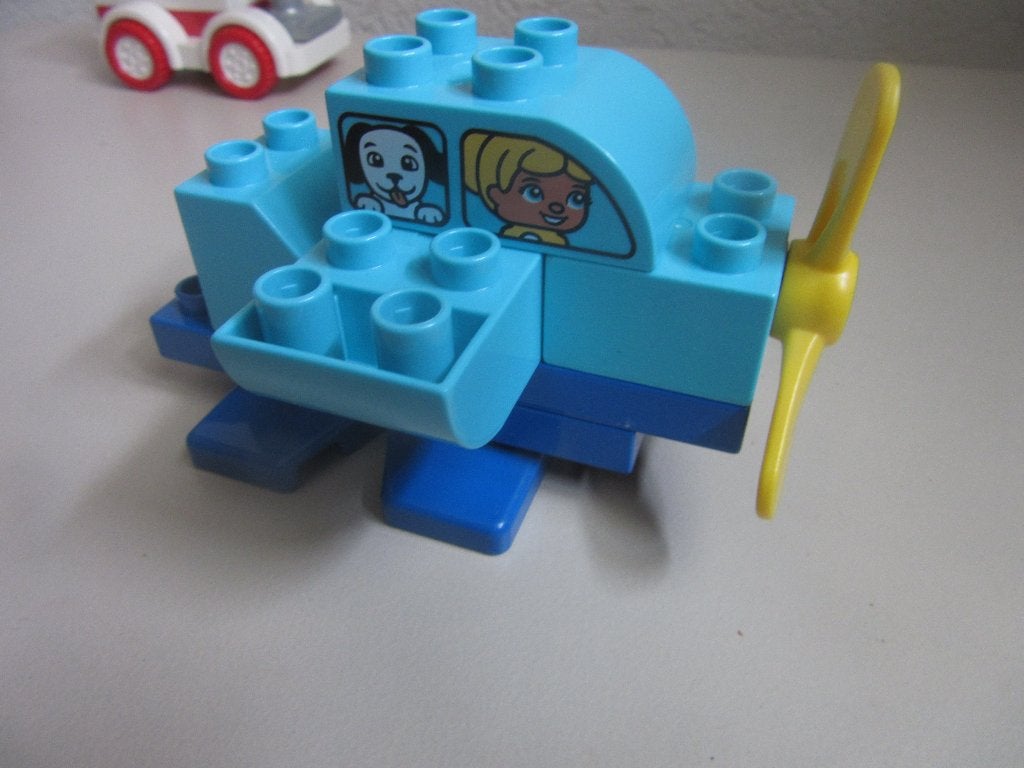 Vintage duplo lego vliegtuigje/boot - sportwagen + chauffeur, Enlèvement ou Envoi, Duplo