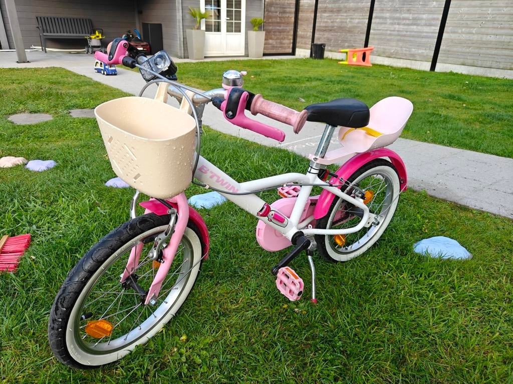 Meisjesfiets 16 inch B-twin Docto Girl 500, Frein sur jante, Stabilisateurs, B-Twin, Enlèvement