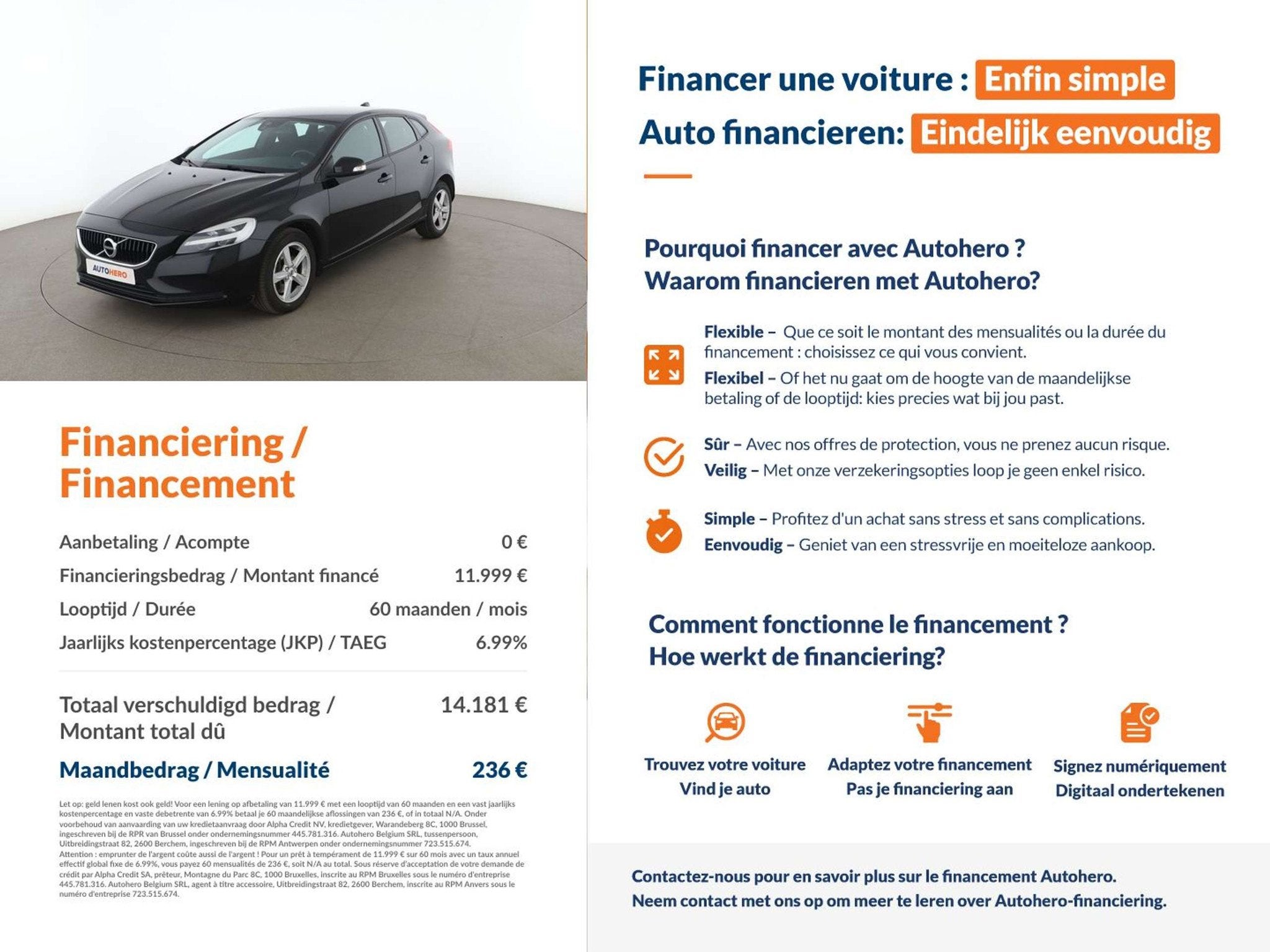 Volvo V40 1.5 Kinetic (bj 2018, automaat), Auto's, Volvo, Automatische klimaatregeling, Zwart, 5 deurs, V40