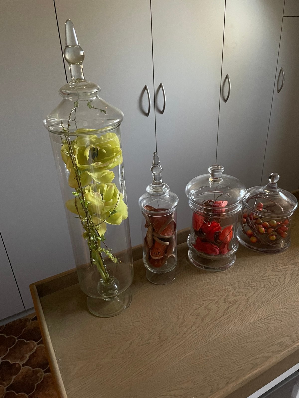 4glazen vaze met decoratie, Huis en Inrichting, Ophalen, Gebruikt
