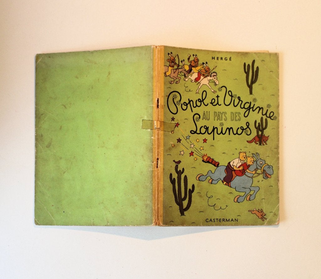 Popol et Virginie au pays des Lapinos (Hergé 1ste druk 1952), Boeken, Gelezen, Eén stripboek, Ophalen of Verzenden, Hergé