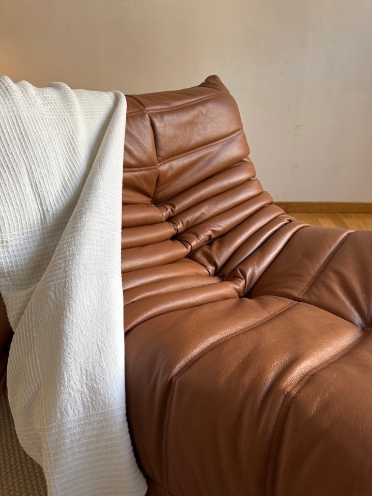 Ligne Roset — Fauteuil/chaise Togo 1 place - Cuir Cognac, 100 à 125 cm, Comme neuf, Cuir, 75 à 100 cm