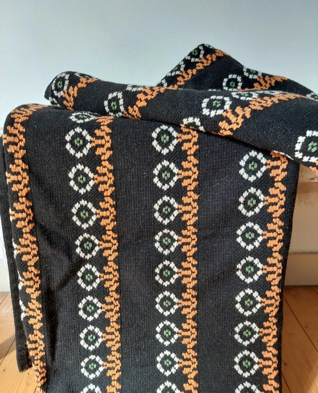 Vintage plaid/coupon, Ophalen, 193 cm, Plaid, Zwart