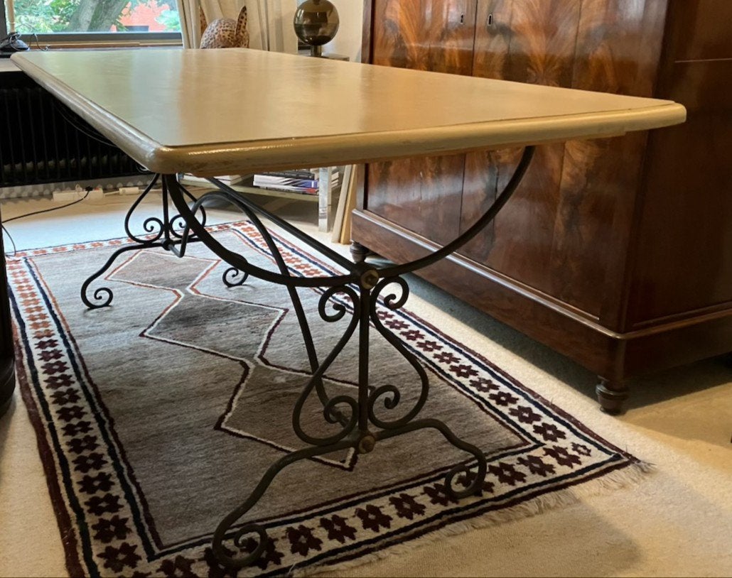 Table de salon avec pied en fer forgé, Huis en Inrichting, Ophalen, Gebruikt