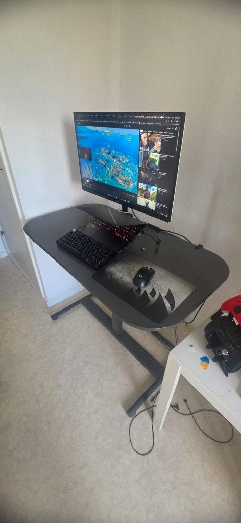 IKEA sit/stand desk dark grey, Maison & Meubles, Bureaux, Comme neuf, Enlèvement, IKEA, Gris
