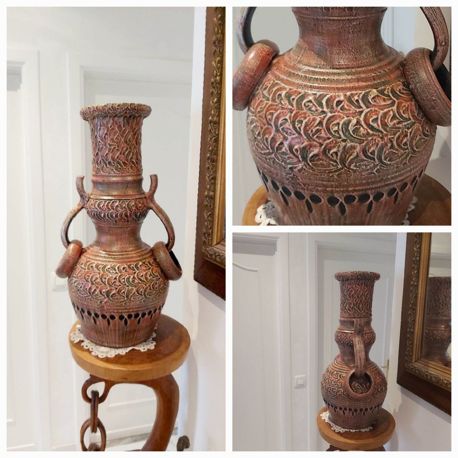 Grote terracotta vaas. Grote vintage vaas, midden 20e eeuw, Ophalen of Verzenden