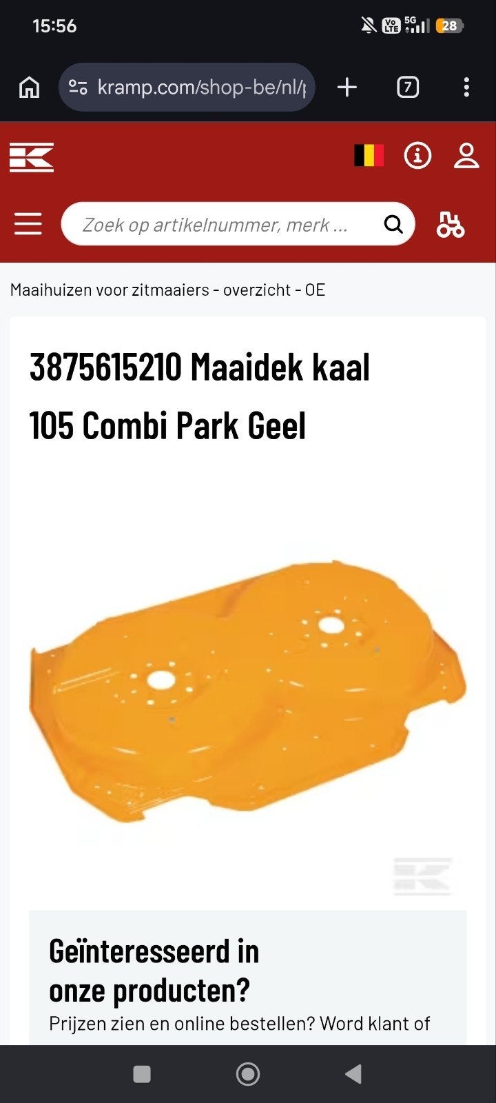 Gezocht maaidek Stiga park, Ophalen