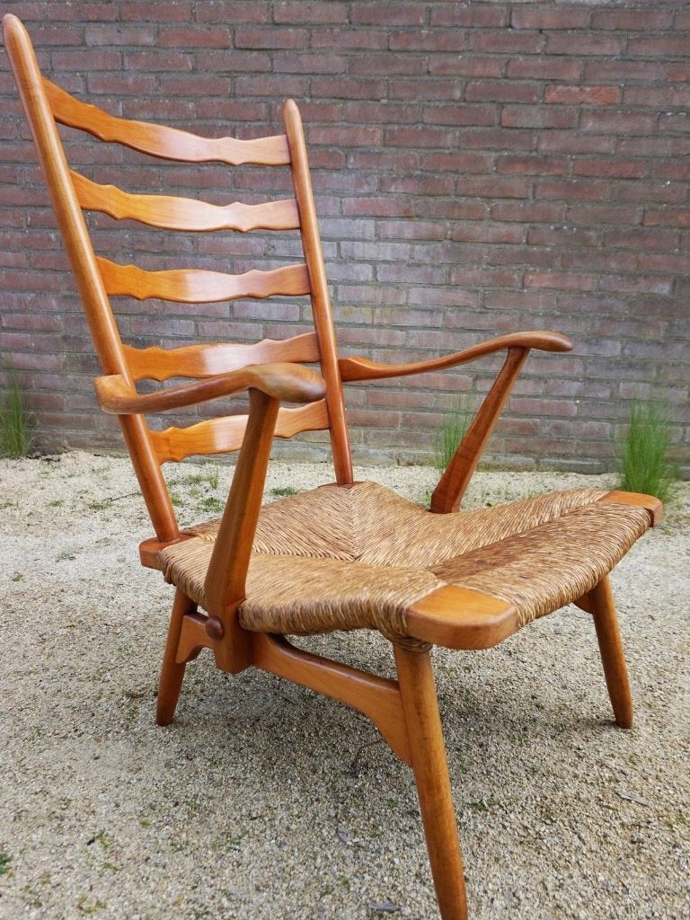 Lounge chair/ fauteuil/ armstoel De Ster Gelderland,  1960s, Enlèvement, Utilisé, Bois, Wabi Sabi Vintage