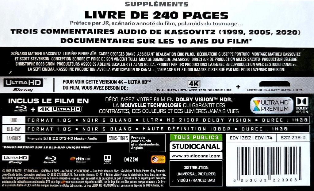 LA HAINE // 4KUHD "LIMITED" Edit.(BOX 2 BLURAY + BOEK 240 p), Boxset, Vanaf 16 jaar, Film, 4K Ultra HD Blu-ray