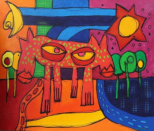 Groot schilderij 299, Antiek en Kunst, Ophalen