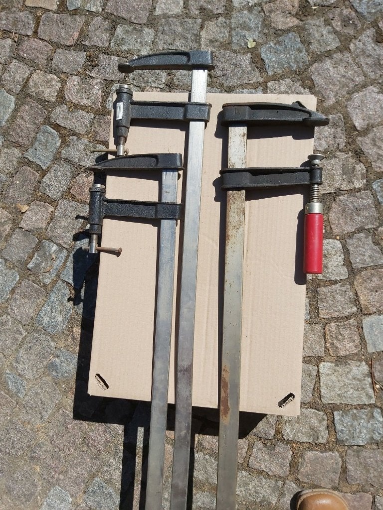 Drie grote lijmklemmen, sergeant, Doe-het-zelf en Bouw, Gereedschap | Handgereedschap, Ophalen, Zo goed als nieuw