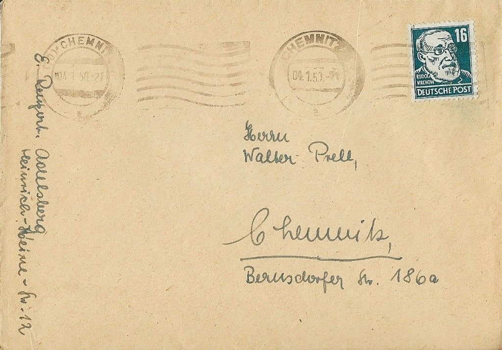 1953 - DDR - Cover Persoonlijkheden [Michel 332v] + CHEMNITZ, Postzegels en Munten, Postzegels | Europa | Duitsland, Verzenden