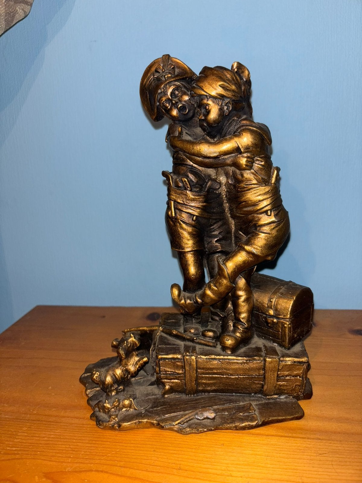 Vintage goud-bronskleurig beeldje spelende kinderen, Ophalen of Verzenden