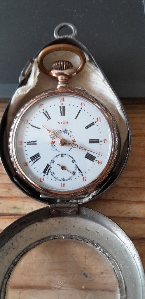 Montre de poche Riga magnifiquement conçue, timbre 0,800 ., Enlèvement ou Envoi, Argent, Montre de poche