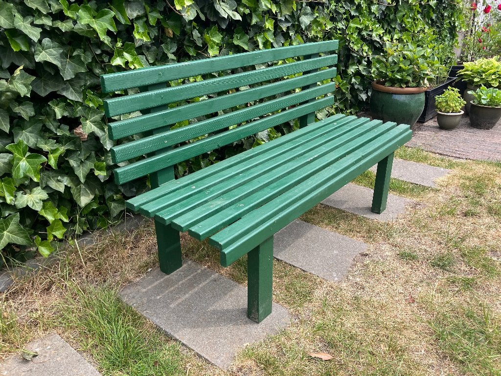 Tuinbank lattenbank kinderbank groen, Enlèvement, Utilisé, Bois