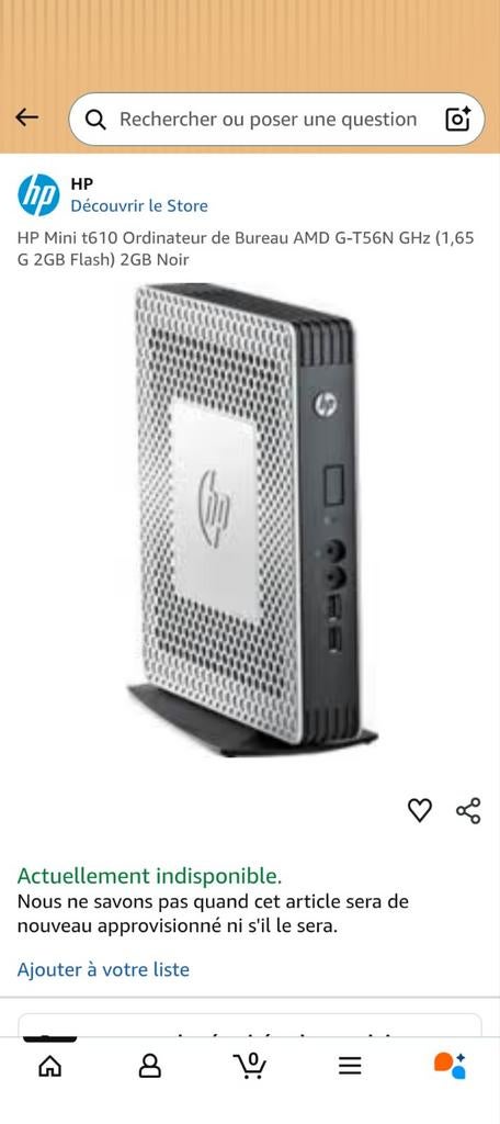 Mini ordinateur de bureau HP thing client t610, Enlèvement