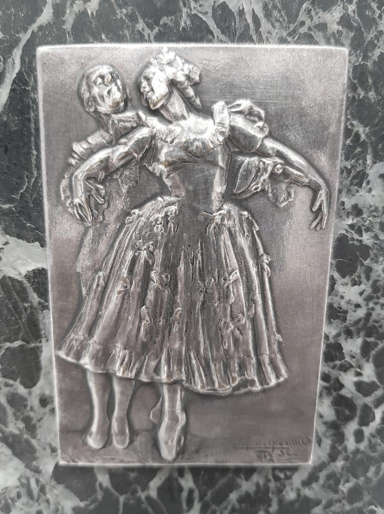 Plaque en bronze argenté - Eugene De Bremaecker., Enlèvement ou Envoi