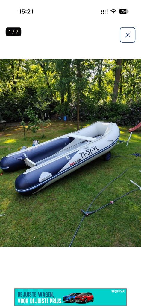 Rubberboot honda 4 meter met yamaha 6 pk, Sports nautiques & Bateaux, Canots pneumatiques, Aluminium, 4 m, 6 ch, Yamaha