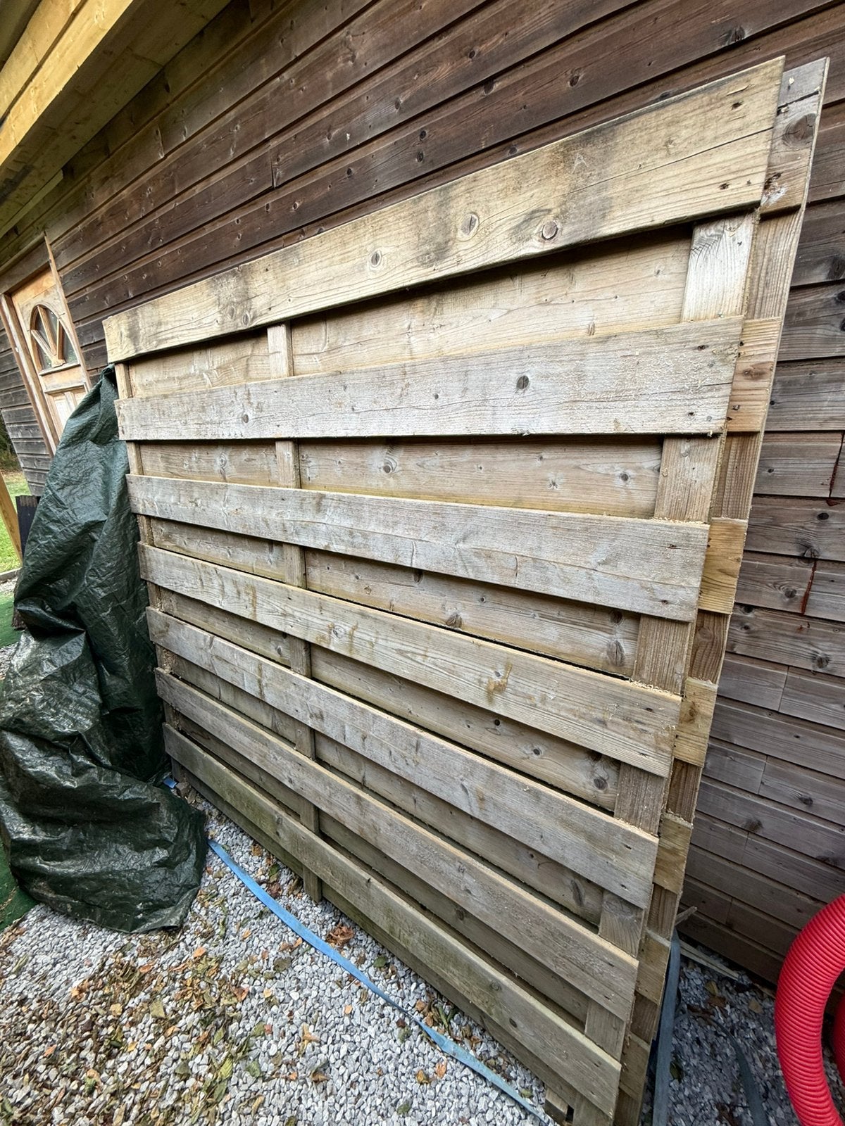 Lot 6 panneaux de jardin en bois + 5 poteaux + accessoires, Jardin & Terrasse, Palissades, Comme neuf, Enlèvement, 1 à 2 mètres