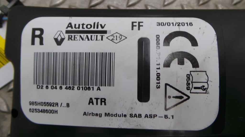 RENAULT CLIO Dynamique nav T 1.0  AIRBAG RECHTS 2016, Enlèvement ou Envoi, Utilisé, Stiba membre