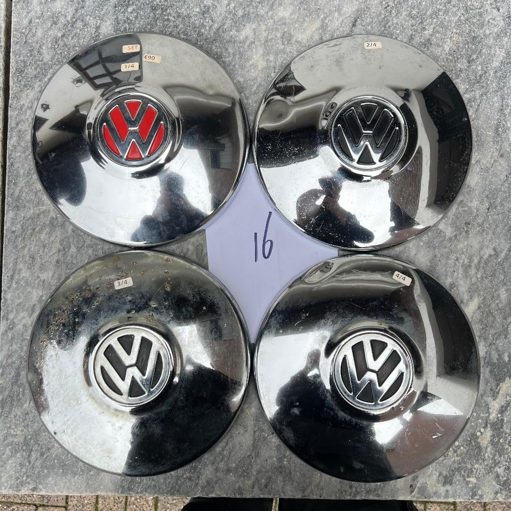 VW 4x 130 Chromen wieldoppenset KG Kever T14 1968, Ophalen of Verzenden, Gebruikt