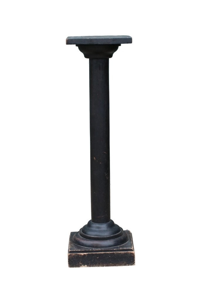 Franse zwart gepatineerde sokkel circa 1880, Gepatineerd, Zwart, 1 meter - 2 meter, Hout