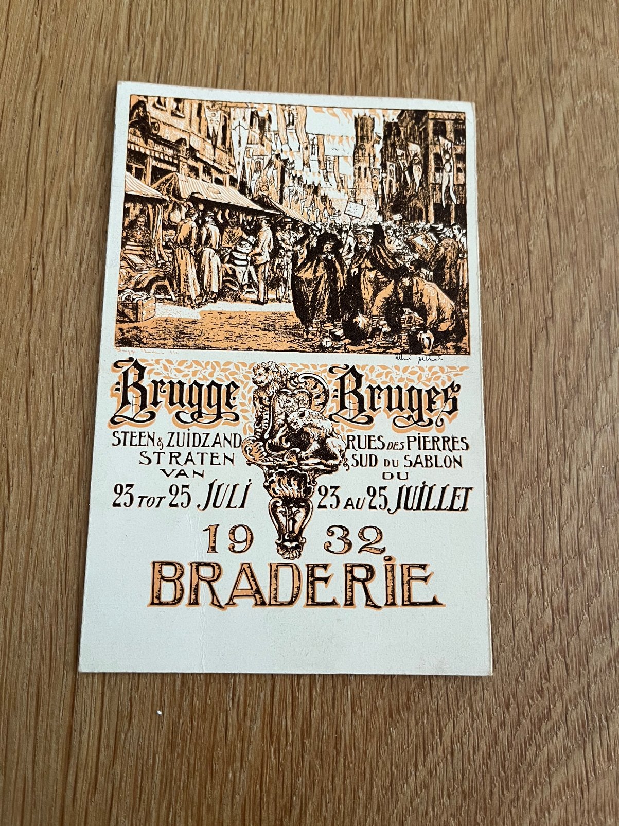 Postkaart braderie Brugge 1932, Ophalen of Verzenden, 1920 tot 1940, Cultuur en Media