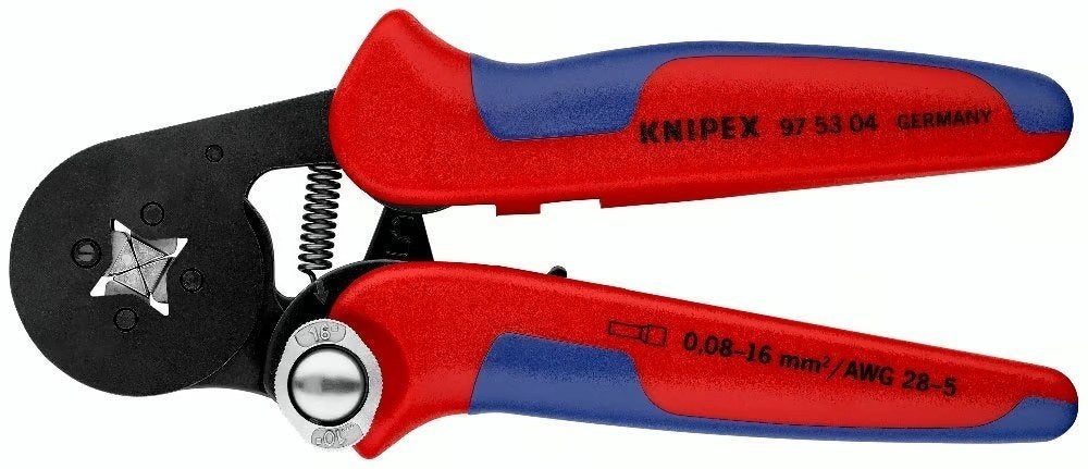Krimptang adereindhulzen 0.08-16mm² diafragma vierkant, Verzenden