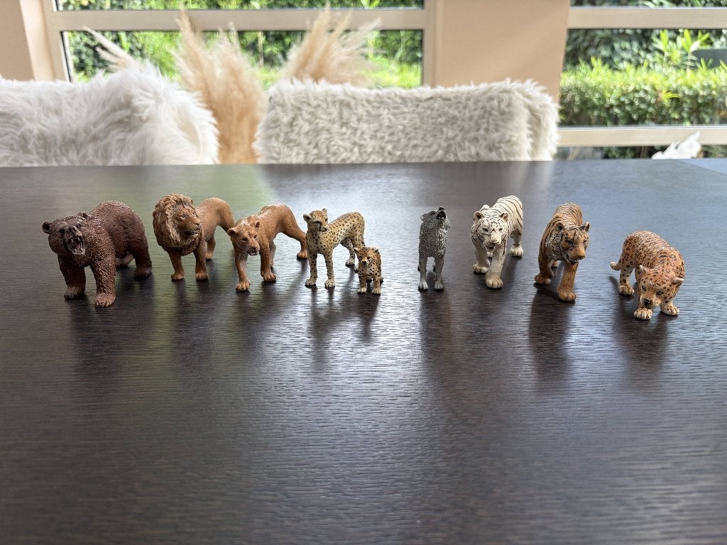 Schleich roofdieren — lot van 9, Collections, Collections Animaux, Enlèvement ou Envoi, Utilisé, Autres, Statue ou Figurine
