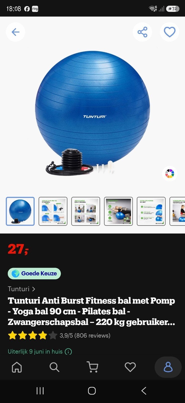 Nieuw! Balance ball tunturi, Enlèvement